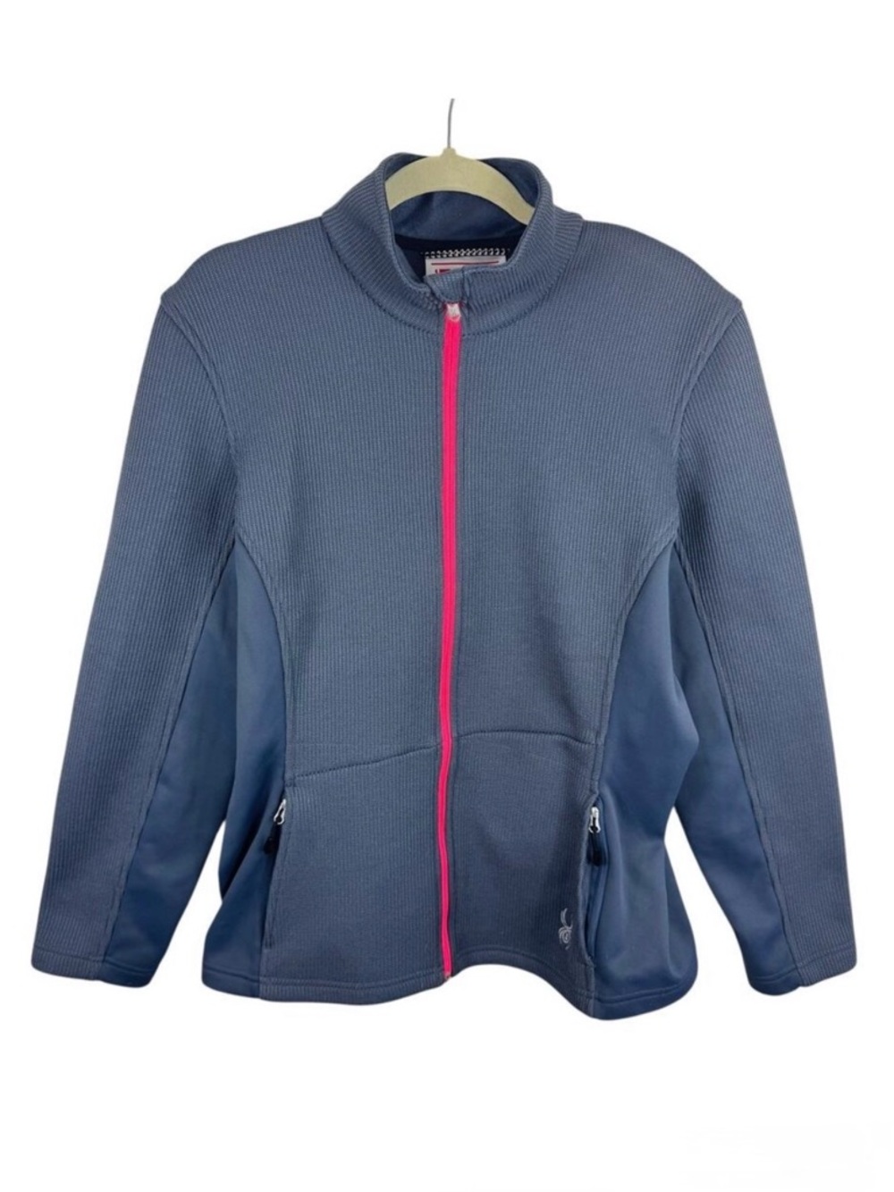 Spyder Gray Neon Pink Core Sweater Full Zip Mock Neck Soft Shell Jacket Size XL
